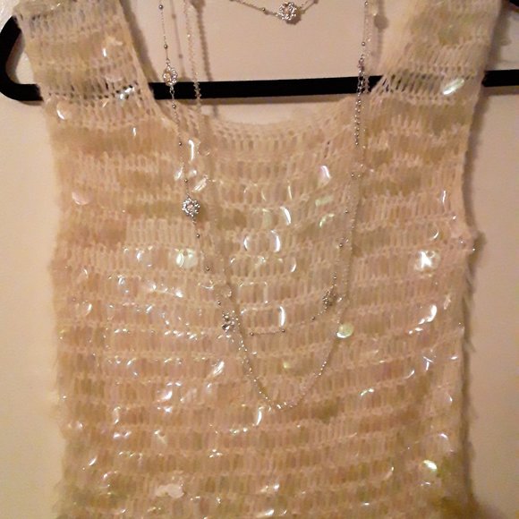 Boutique  Ivory Sequin Sweater!  Not Worn  Sz. M - Picture 2 of 7